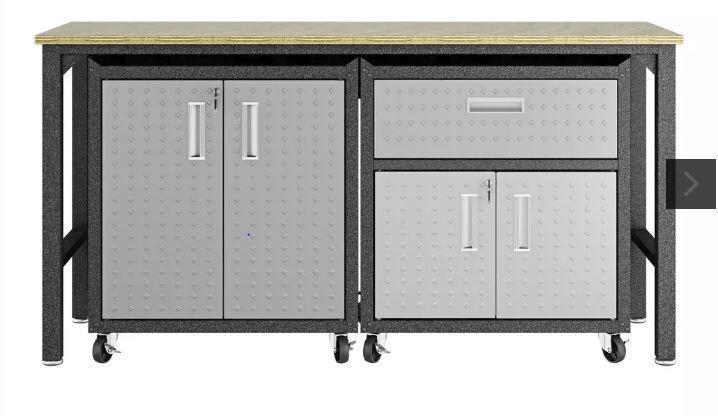 Manhattan Comfort Fortress 3 Piece Set and Worktable 2.0