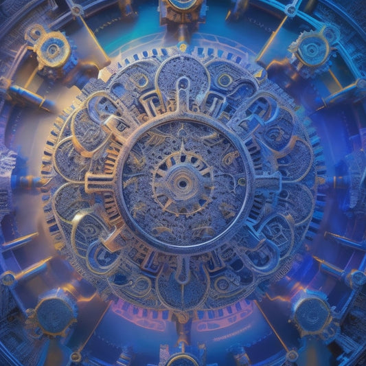 A stylized illustration of a gears-and-cogs mechanism merging with a human brain, surrounded by vibrant, swirling patterns of light, symbolizing the fusion of technology and human potential.