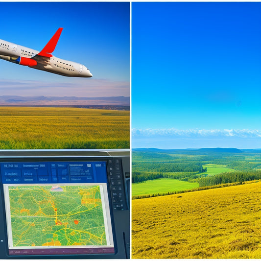 A split-screen image: on the left, a Raspberry Pi device with a small antenna, surrounded by a subtle grid of aviation maps; on the right, a graph showing an upward trend of airplane tracking data over 30 days.