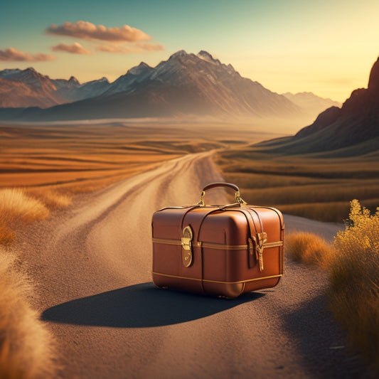 A stylized illustration of a compass with a briefcase handle, set against a subtle topographic map background, with a faint, winding road leading to a distant, shining horizon.