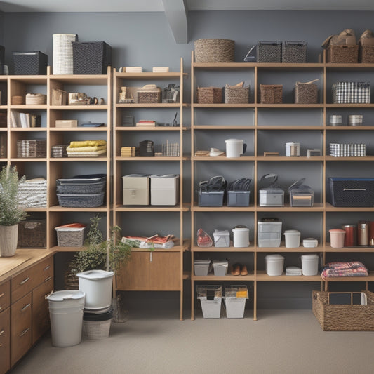 A well-organized slatwall with various storage bins, hooks, and shelves in a retail store or home office setting, showcasing optimal use of vertical space and categorized storage.