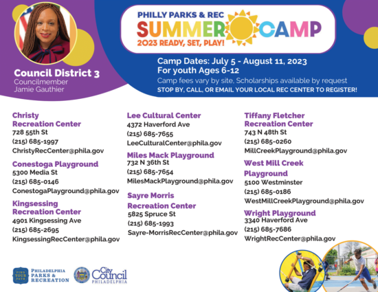 Parks & Rec offers summer camps in West Philly