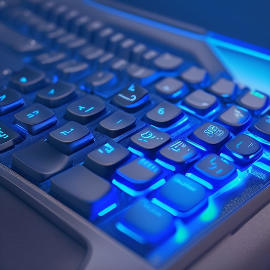 A close-up of the Logitech G413 Carbon keyboard, lit from the side, showcasing its sleek, matte black finish, Romer-G switches, and customizable backlighting with a subtle gradient effect.