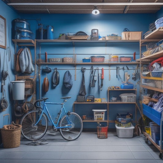 A cluttered garage with scattered tools, bicycles, and storage bins, contrasted with a tidy, organized space featuring stackable shelves, labeled baskets, and a pegboard with hanging accessories.