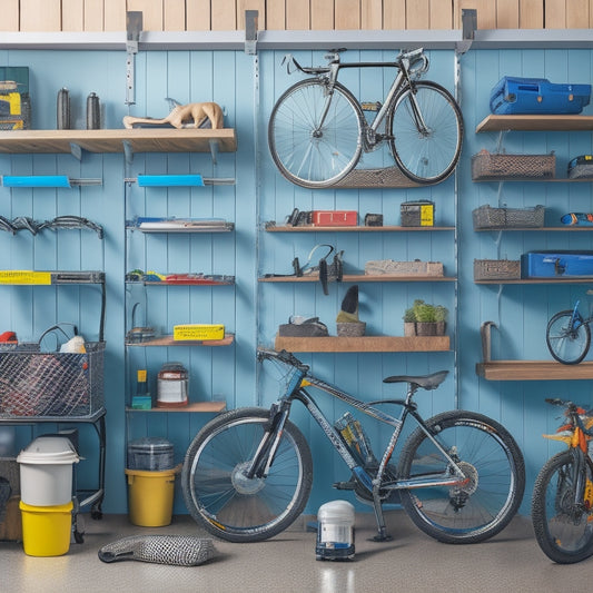 A cluttered garage with scattered tools, bikes, and storage bins transforms into an organized space with labeled shelves, a pegboard, and a slatwall, showcasing a sleek, modern, and functional design.