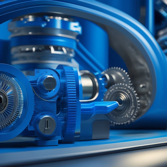 An illustration of a precision-crafted gear interlocking with a quality control gauge, surrounded by subtle hints of factory machinery and subtle gradient of blues, conveying precision and excellence.