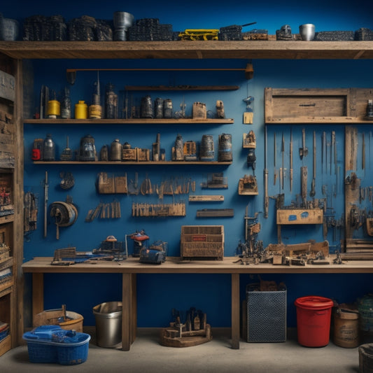 A well-organized workshop with a wall-mounted Kreg Scrap Storage Solution, filled with neatly stacked wooden planks of varying sizes, surrounded by tools and a few finished wooden projects.