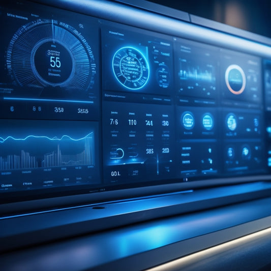A futuristic dashboard with interconnected gears, charts, and graphs, surrounded by subtle LED lights, conveying a sense of data-driven precision and strategic business insight.