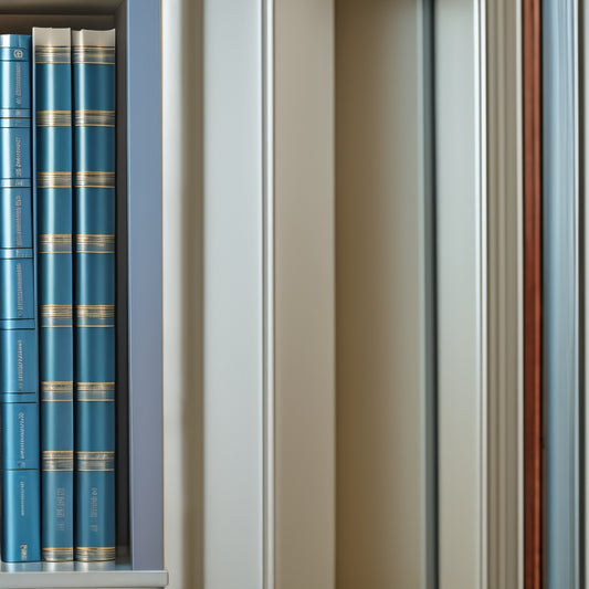 A neatly organized bookshelf with rows of books held in place by sleek, silver Borroughs Shelf Clips, with a few books slightly angled to showcase the clips' versatility.