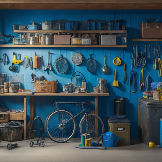 A cluttered garage with scattered tools, bikes, and boxes transforms into an organized space with labeled bins, a pegboard, and a slatwall with hooks, showcasing a sense of calm and control.