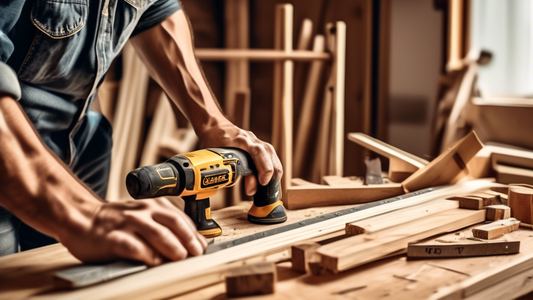 Create an image of a person confidently using various carpentry tools, such as a hammer, saw, and measuring tape, while working on a home renovation project. Show the person measuring and cutting wood to demonstrate essential carpentry skills for DIY