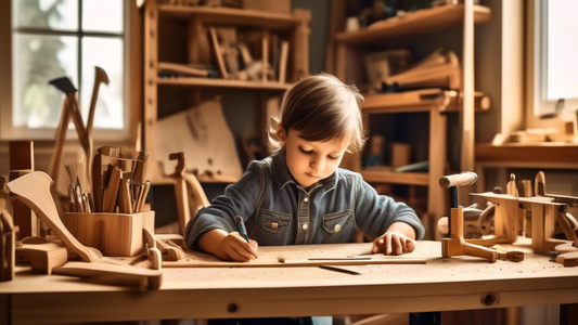 Create an image of a homeschooling parent confidently using various carpentry tools to build a small wooden desk for their child's home learning space. The parent is focused and skilled, showcasing their mastery of carpentry skills for homeschooling 
