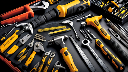Create an image of a professional contractor's tool set, featuring a variety of high-quality tools such as drills, saws, hammers, screwdrivers, wrenches, and measuring tapes neatly organized in a sturdy toolbox. The tools should be displayed in a wel