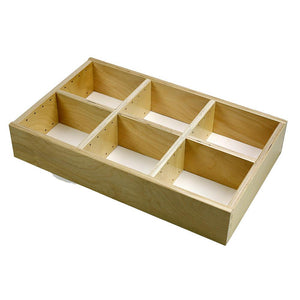 Adjustable wood organizer insert, 6 section