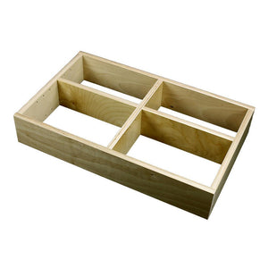 2 Section Adjustable Divider (up to 6 cubicles) organizer insert.  Interior Drawer Dimension Range: Width 12" to 24'", Depth 8" to 16", Height 2" to 6".