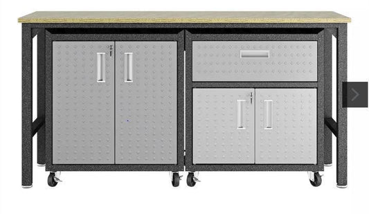 Manhattan Comfort Fortress 3 Piece Set and Worktable 2.0