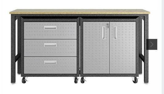 Manhattan Comfort Fortress 3 Piece Set and Worktable 3.0