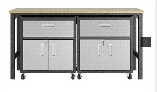 Manhattan Comfort Fortress 3 Piece Set and Worktable 4.0